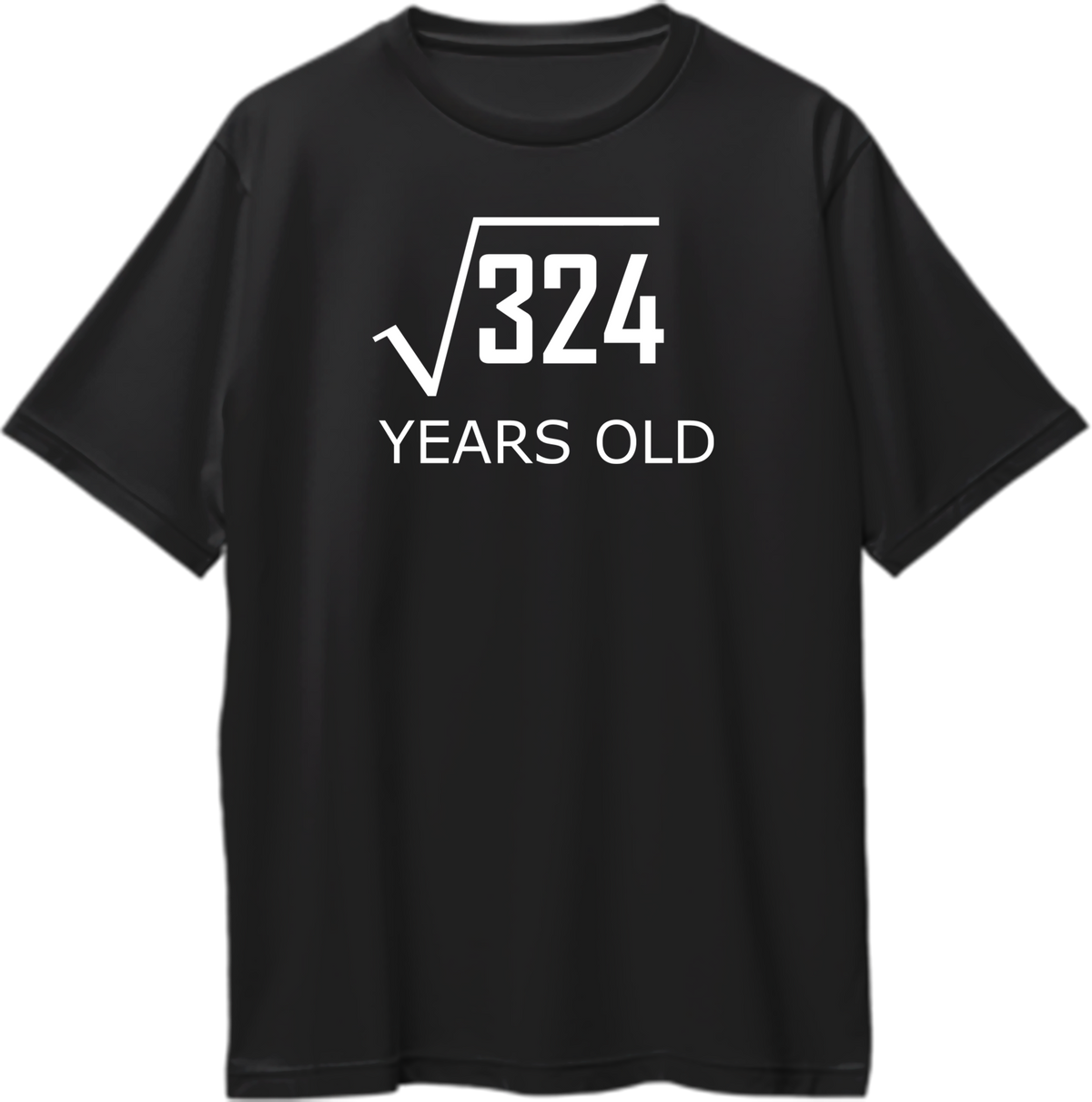 Black 18 Years Old Birthday Oversized T-Shirt by Garrari with white square root 324 and Years Old print