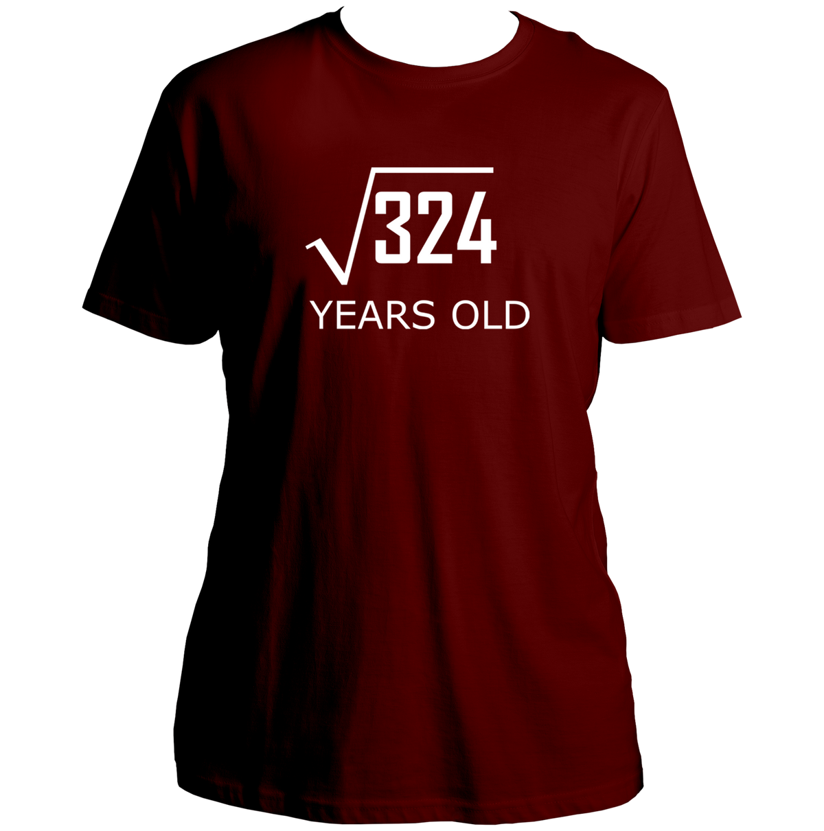 Maroon 18 Years Old Birthday Unisex T-Shirt by Garrari with maths equation age 18 design