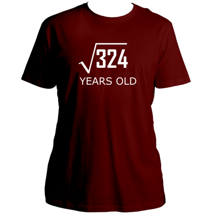 Maroon 18 Years Old Birthday Unisex T-Shirt by Garrari with maths equation age 18 design