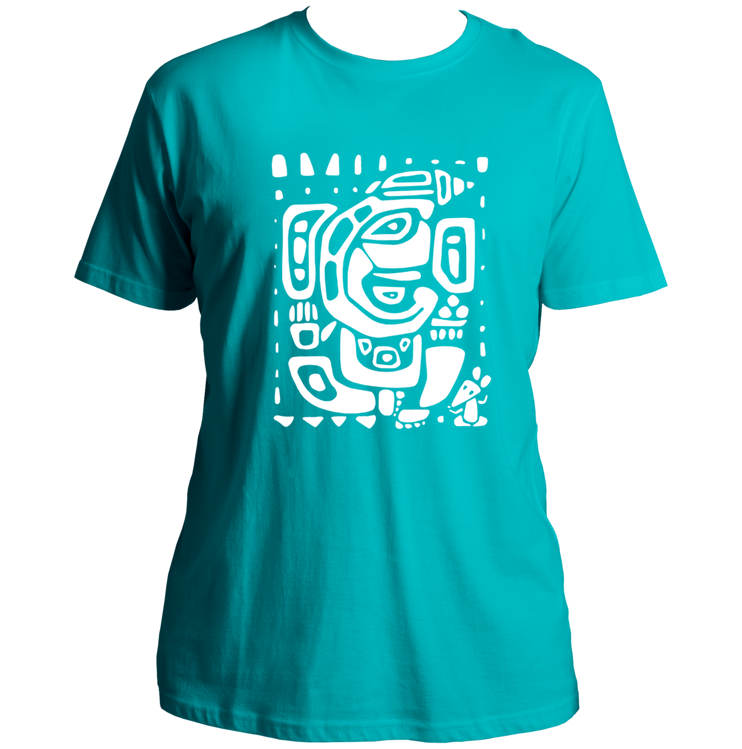 Vighnaharta Ganpati aqua blue unisex T-shirt with abstract Ganesha artwork by Garrari