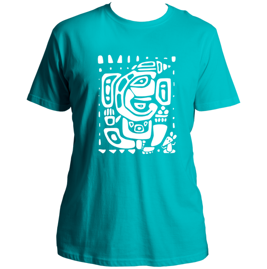 Vighnaharta Ganpati aqua blue unisex T-shirt with abstract Ganesha artwork by Garrari