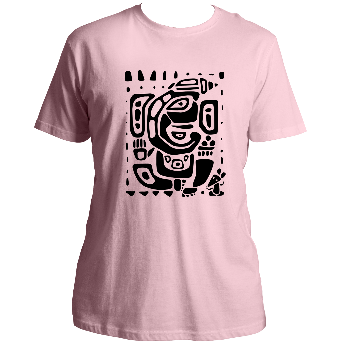 Vighnaharta Ganpati baby pink unisex T-shirt with abstract Ganesha artwork by Garrari