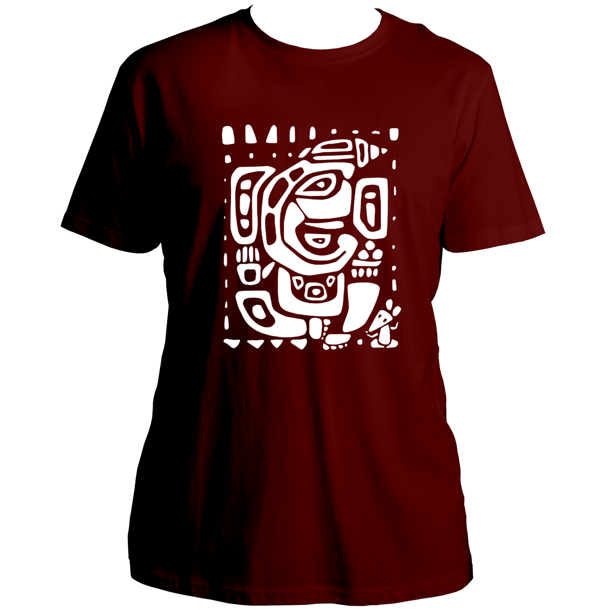 Vighnaharta Ganpati maroon unisex T-shirt with abstract Ganesha artwork by Garrari
