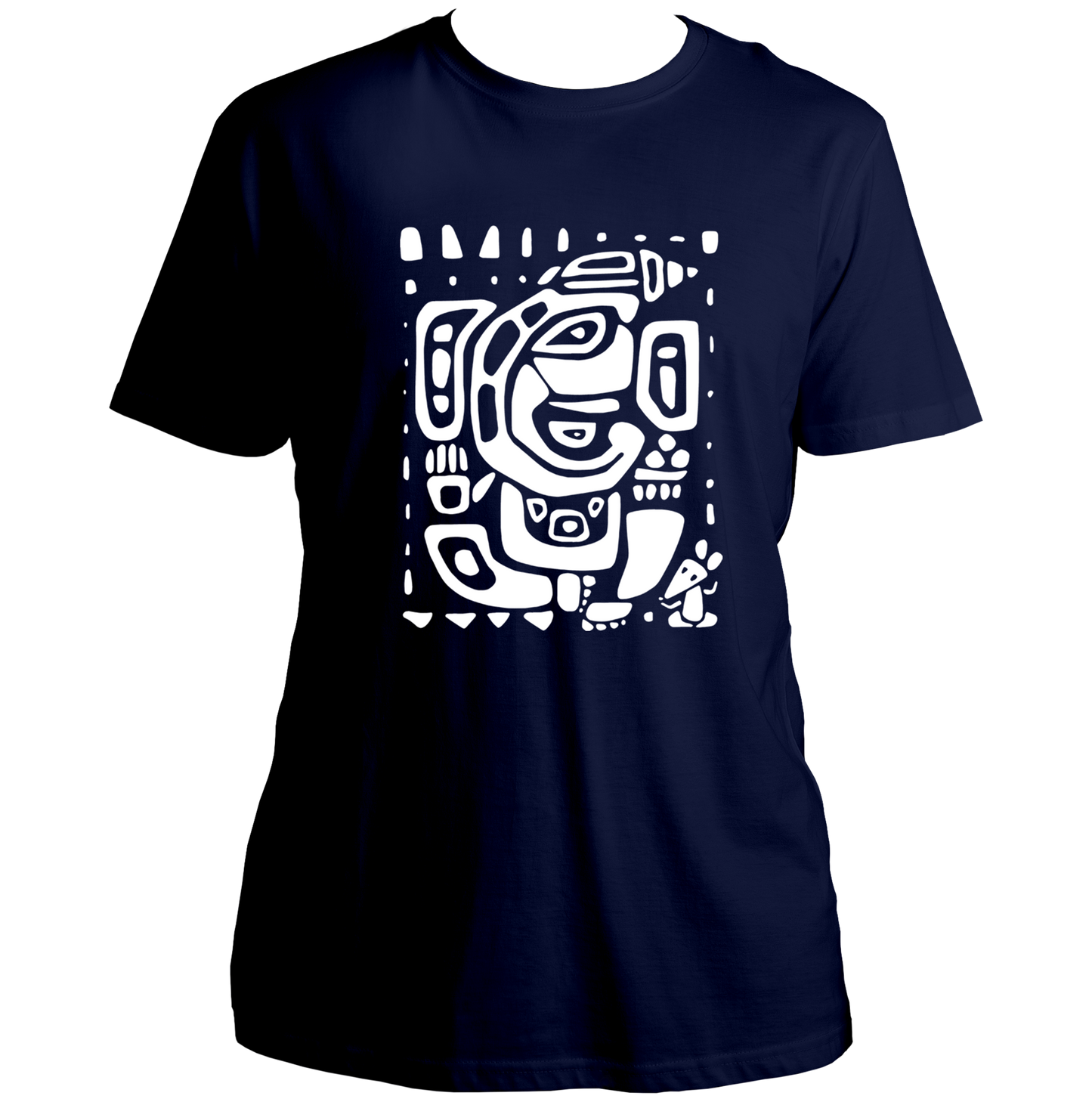 Vighnaharta Ganpati navy blue unisex T-shirt with abstract Ganesha artwork by Garrari