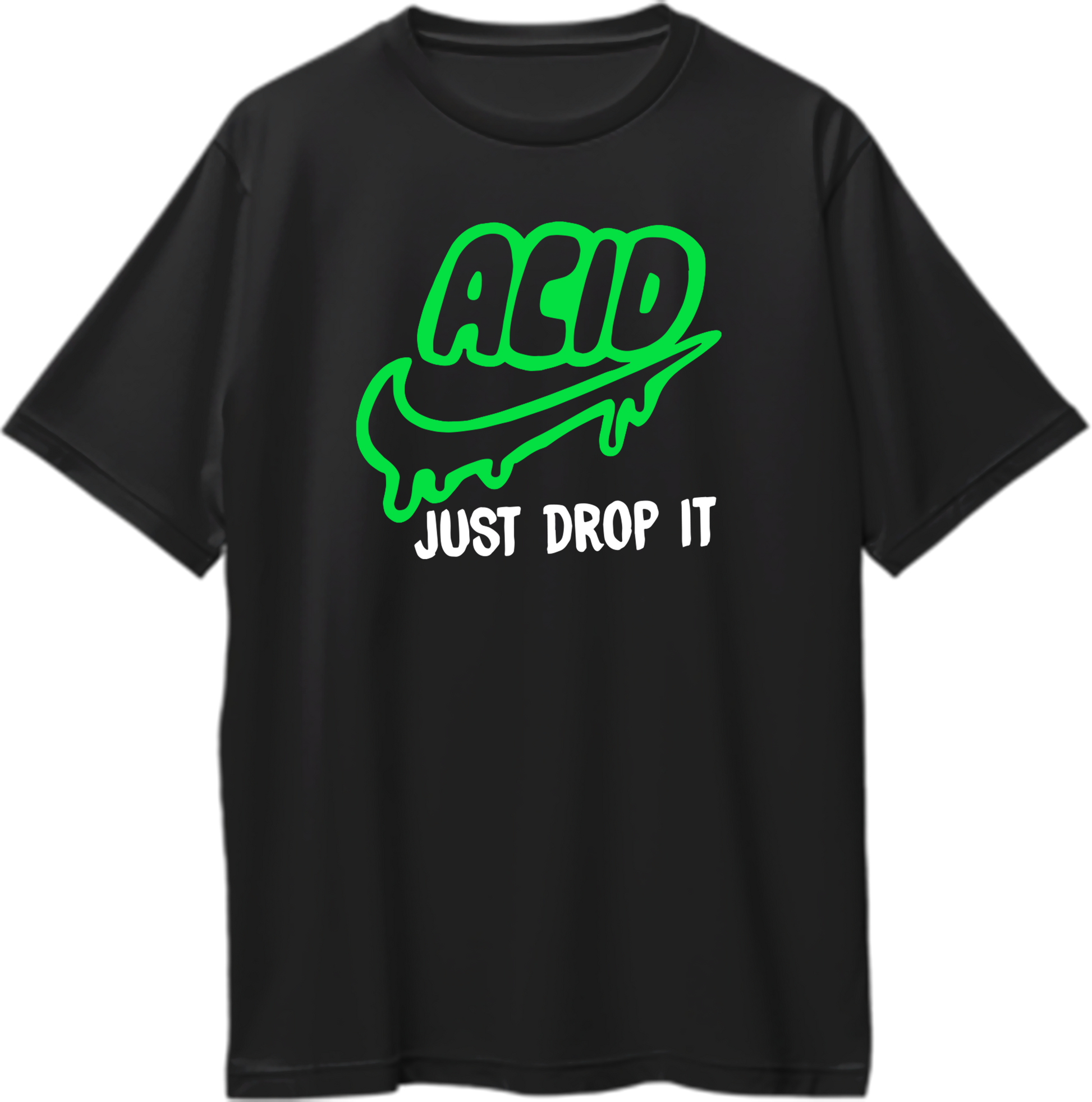 Acid Just Drop It oversized black T-shirt by Garrari with bold ACID typography and drip graphic