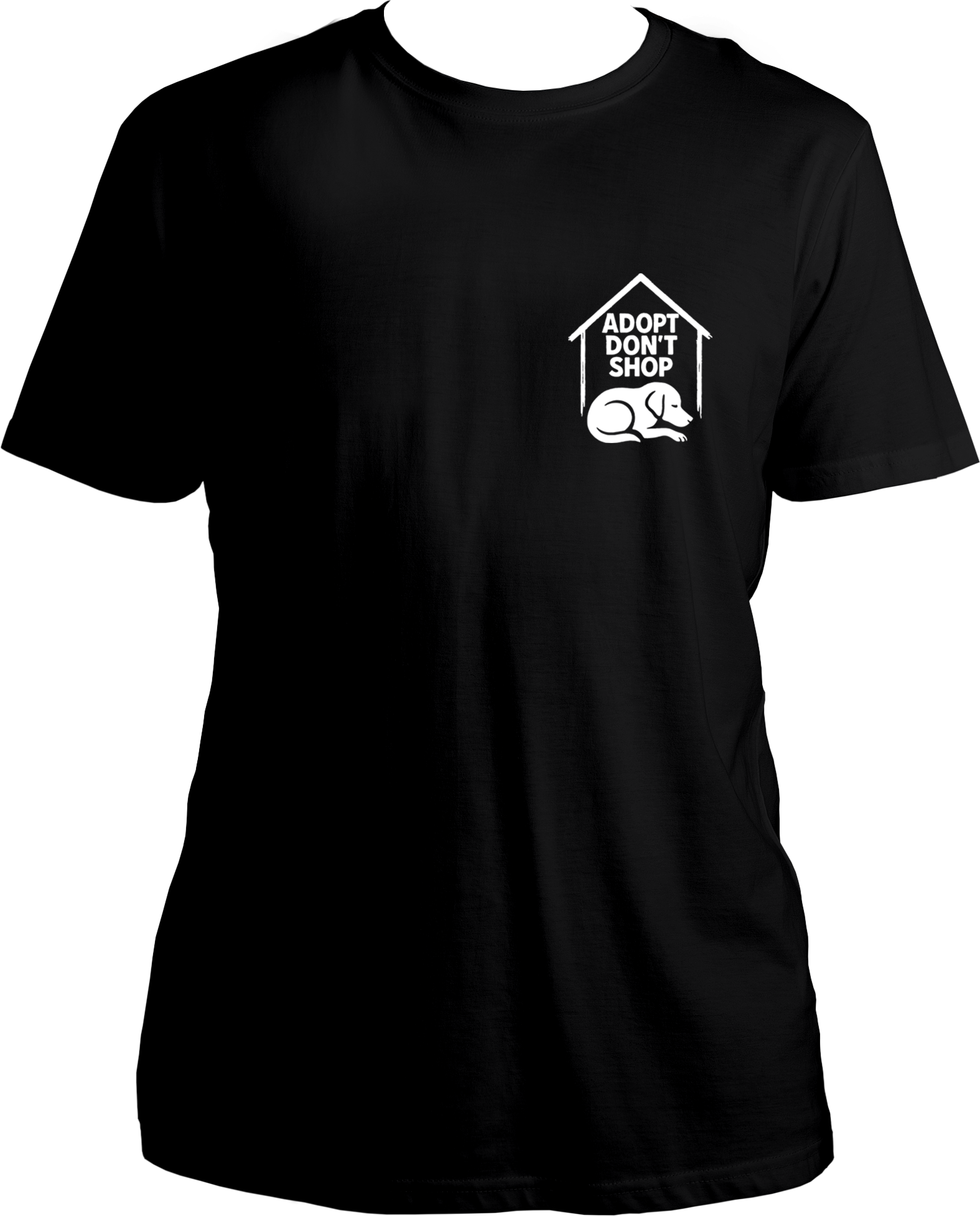 Dog adoption awareness T-shirt with chest print