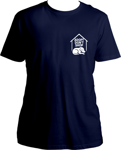 Dog adoption awareness T-shirt with chest print