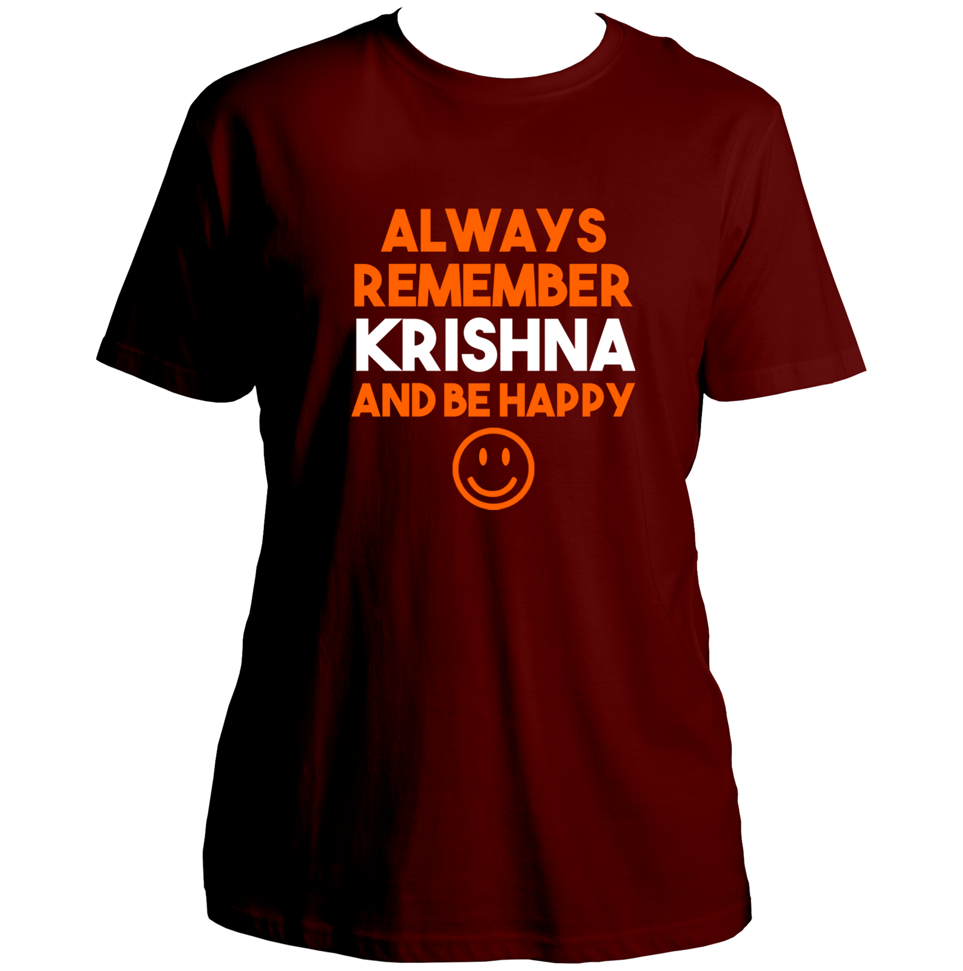 Maroon Always Remember Krishna T-shirt with Krishna devotional text print by Garrari