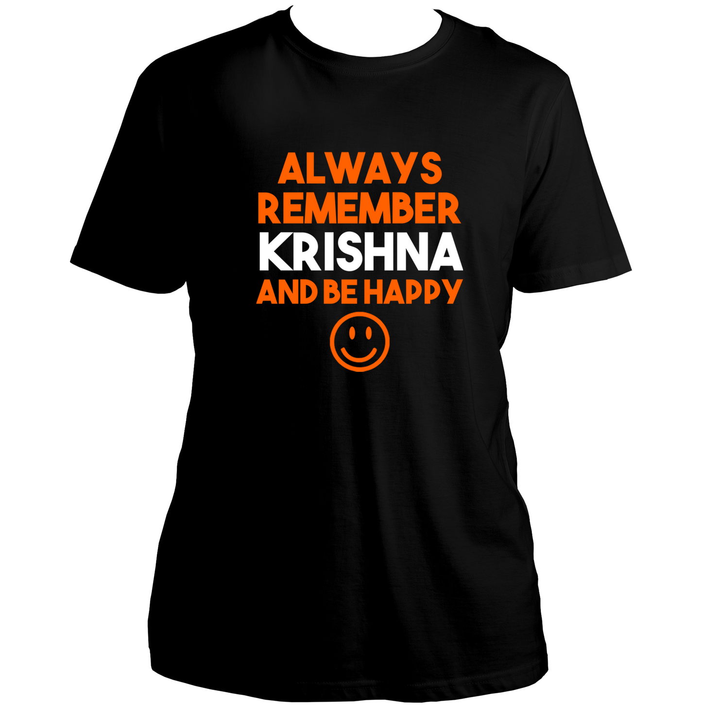 Black Always Remember Krishna T-shirt with Always Remember Krishna and Be Happy print by Garrari