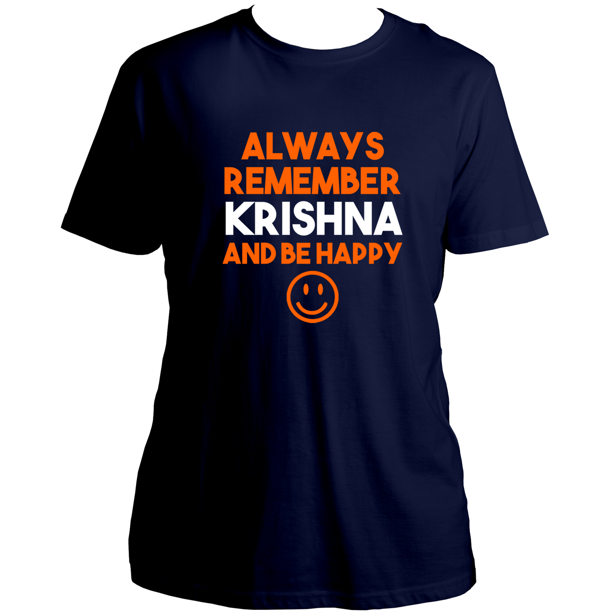 Navy Blue Always Remember Krishna T-shirt with Krishna remembrance print by Garrari