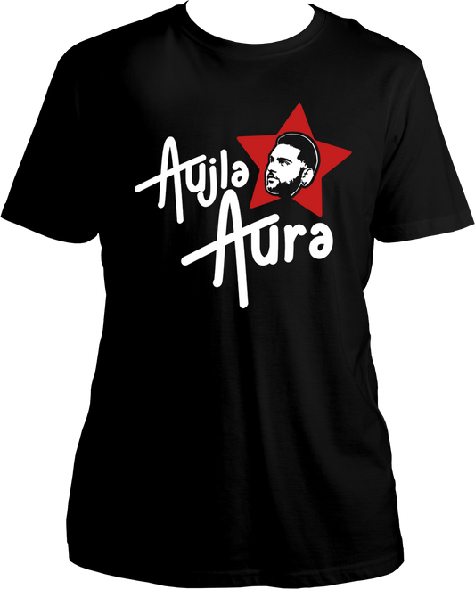 Front view of the Aujla Aura Karan Aujla Unisex T-Shirt, featuring a bold and stylish design inspired by Karan Aujla’s magnetic persona."