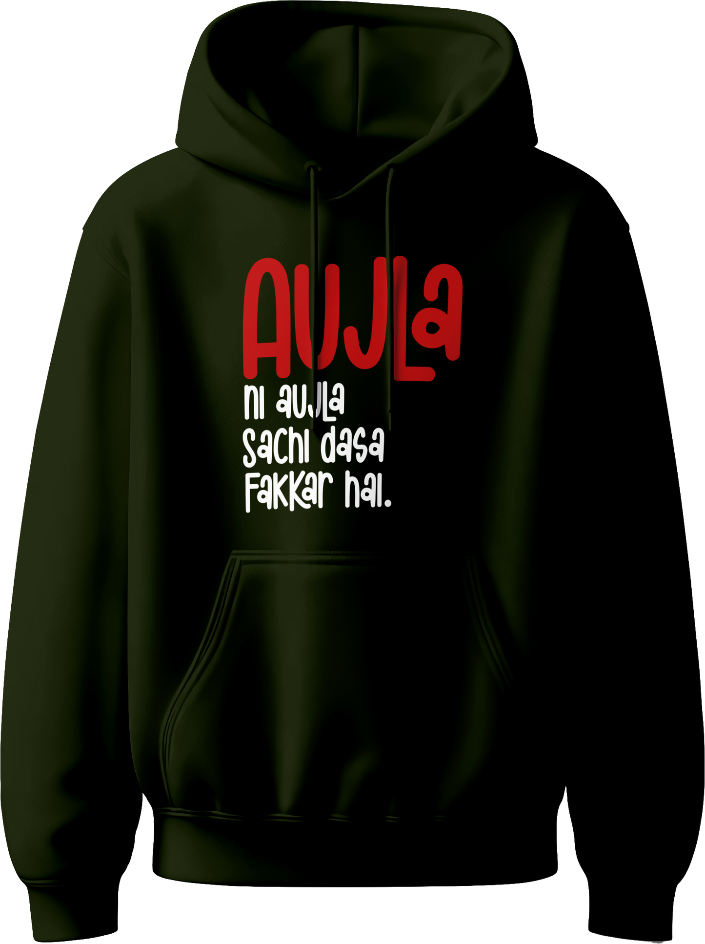 Aujla Ni Aujla Karan Aujla Unisex Hoodie with bold “Sachchi Dassa Fakkar Hai” graphic, designed for fans of Punjabi music and Karan Aujla's iconic vibe.