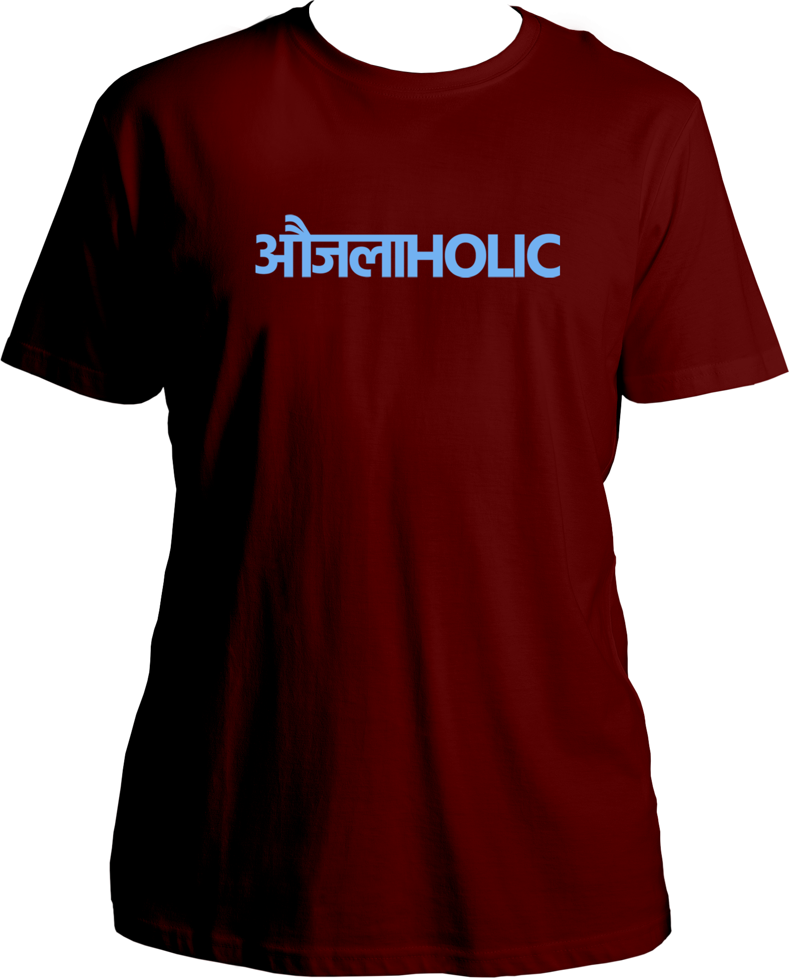 Maroon Aujlaholic Hindi typography Karan Aujla unisex T-shirt – regular fit Punjabi music fan tee
