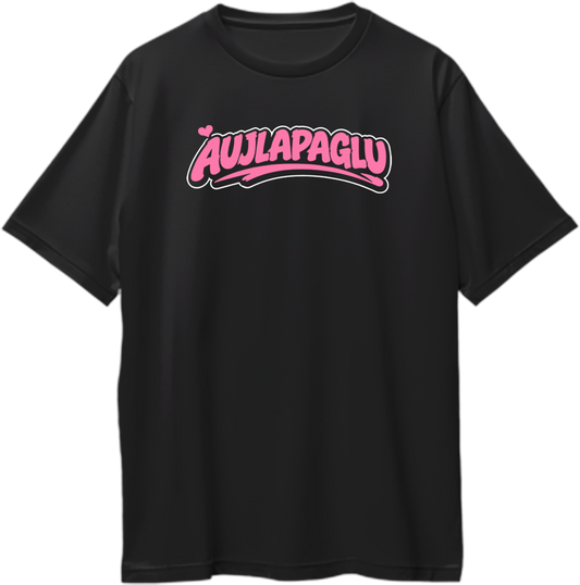 Aujlapaglu Karan Aujla oversized t-shirt black with pink graphic print