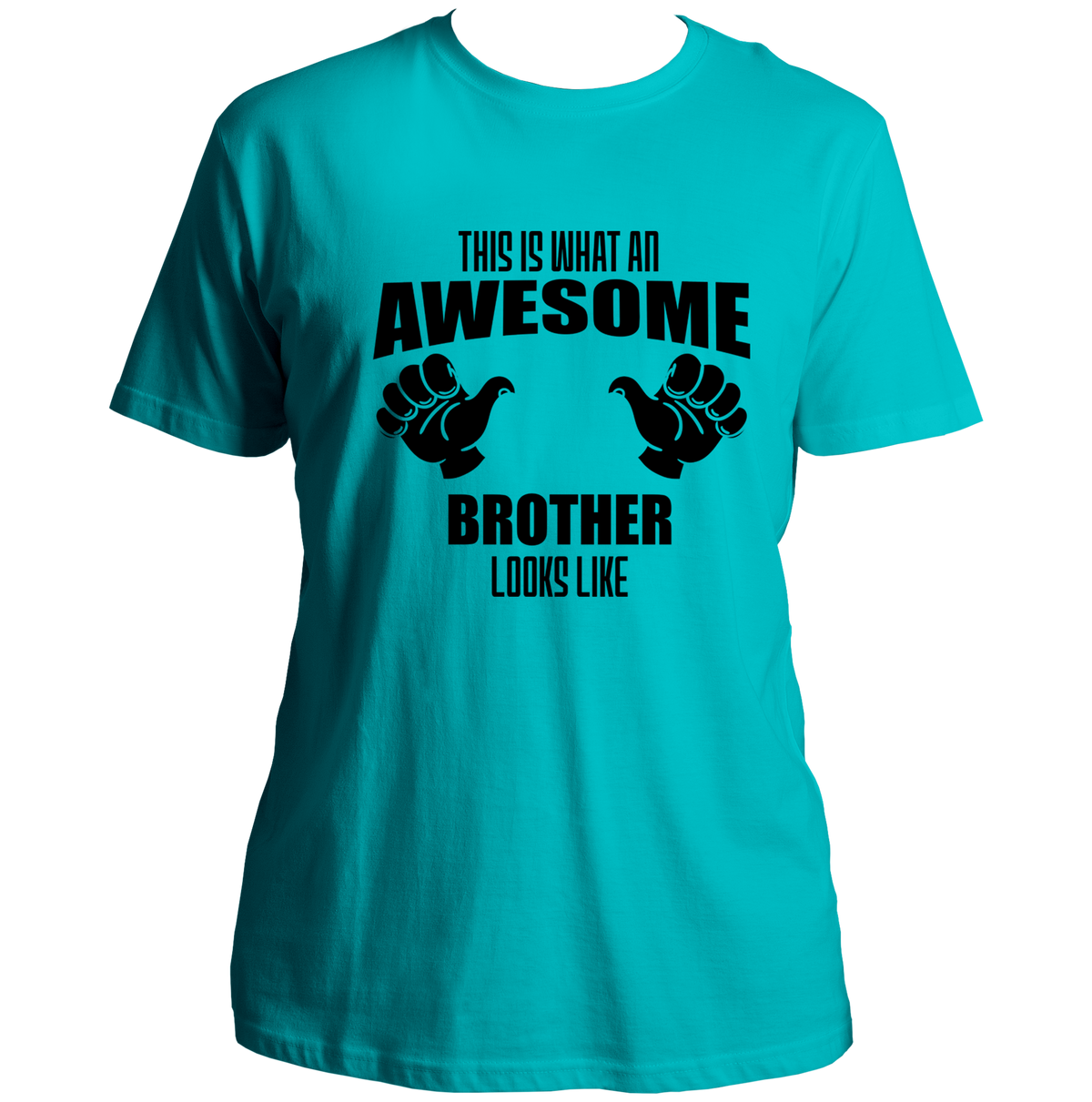 Aqua Blue Awesome Brother Unisex T-Shirt with brother statement print