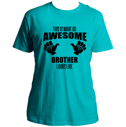 Aqua Blue Awesome Brother Unisex T-Shirt with brother statement print