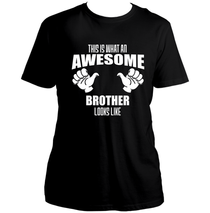 Black Awesome Brother Unisex T-Shirt with contrasting brother quote graphic