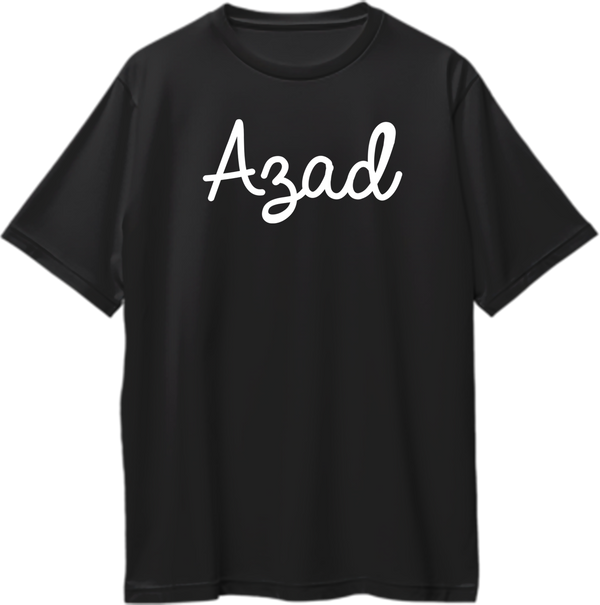Black Azad Oversized T-Shirt with clean white freedom typography by Garrari