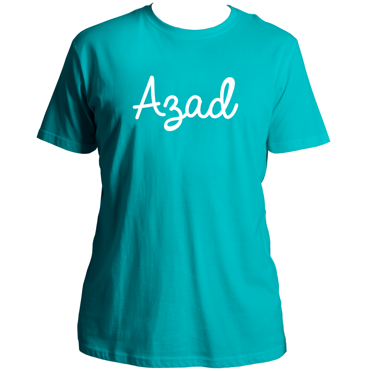 Aqua Blue Azad T-shirt with minimal typography print by Garrari