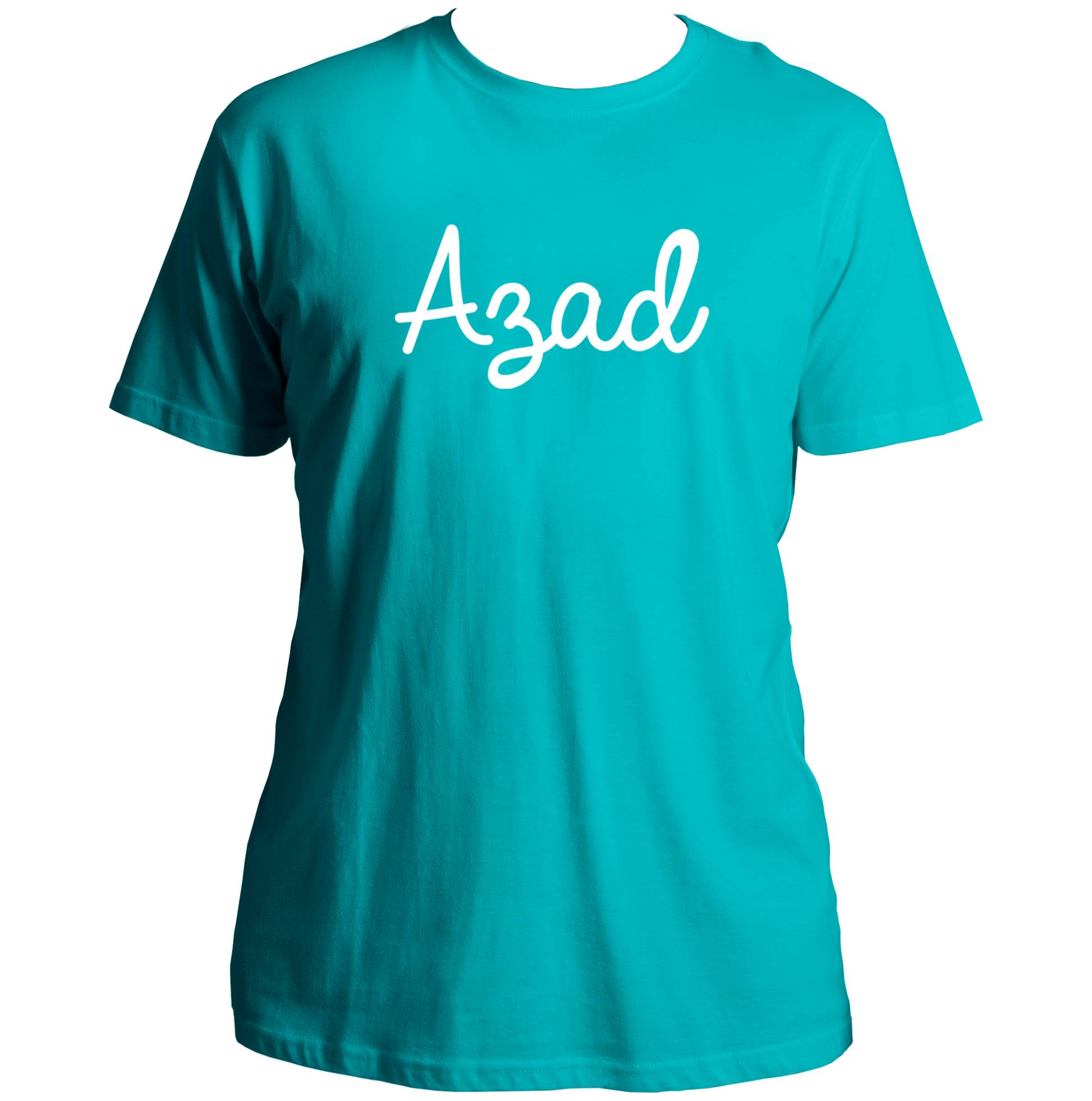 Aqua Blue Azad T-shirt with minimal typography print by Garrari
