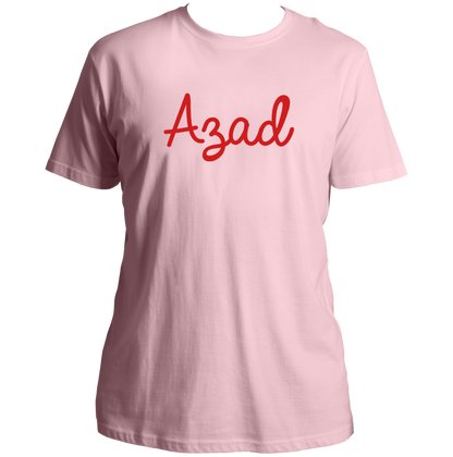 Baby Pink Azad T-shirt with Hindi-inspired freedom typography by Garrari