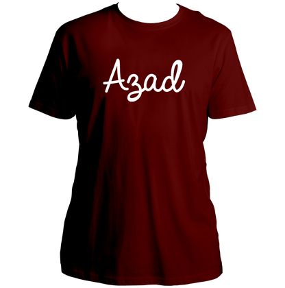 Maroon Azad T-shirt with minimal patriotic text print by Garrari