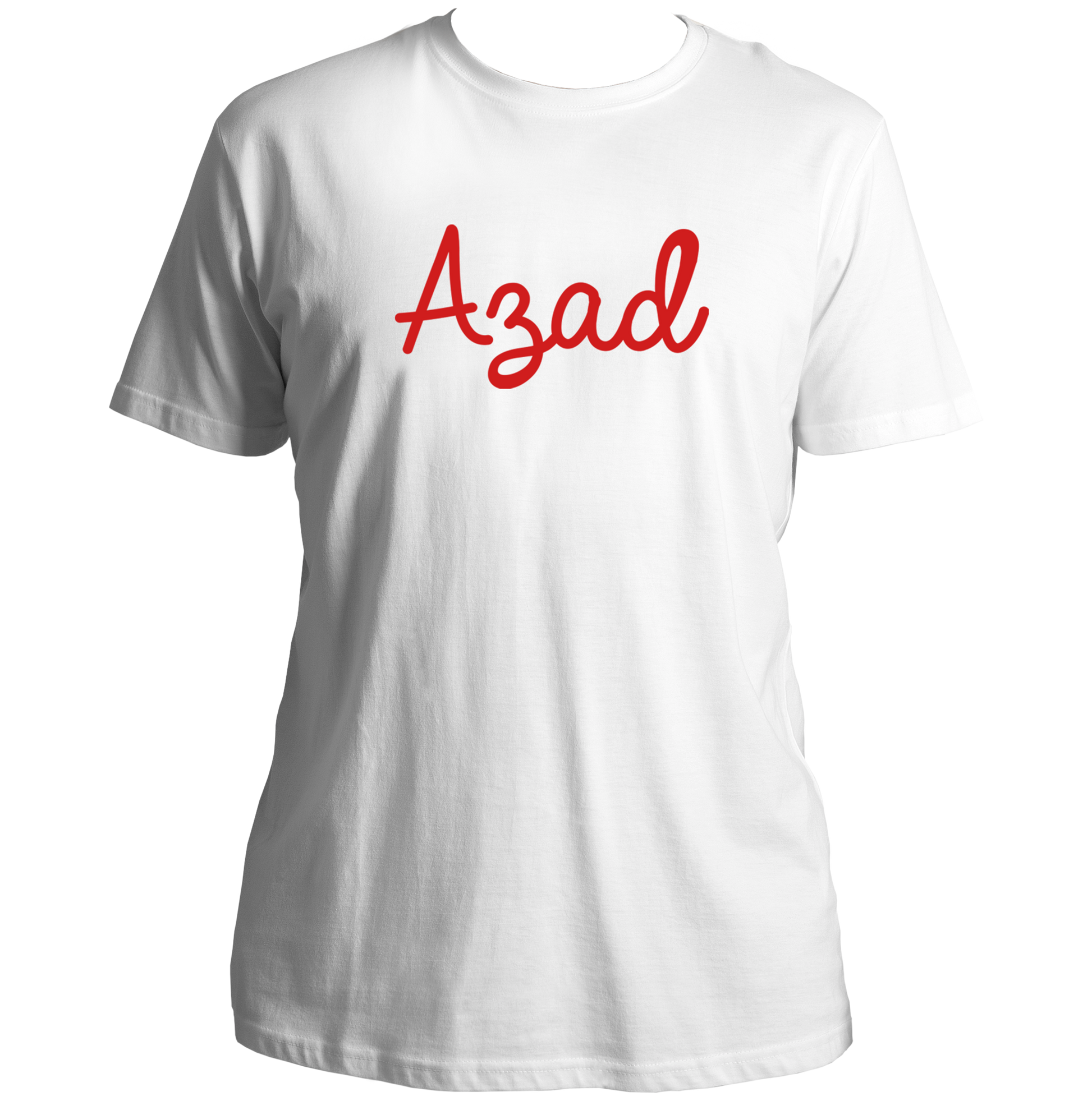 White Azad T-shirt with clean Hindi-inspired Azad print by Garrari