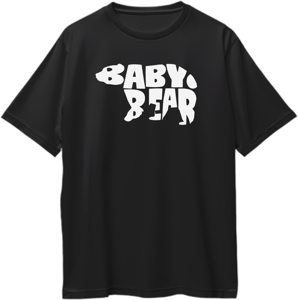 Black Baby Bear Oversized T-Shirt by Garrari with white bear-shaped Baby Bear typography print