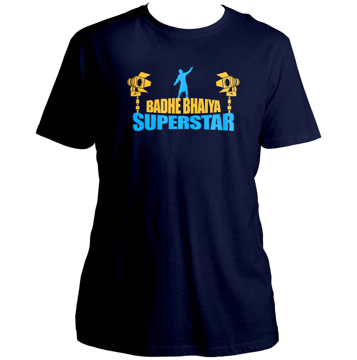 Navy Blue Badhe Bhaiya Superstar Unisex T-Shirt with Bollywood-style brother graphic