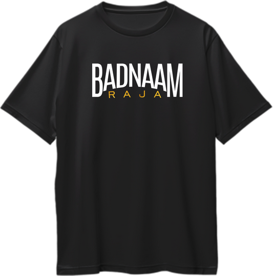 Badnaam Raja King Rocco Oversized Unisex T-Shirt inspired by MTV Hustle's King Rocco, highlighting his international fame and Nick Jonas collaboration.