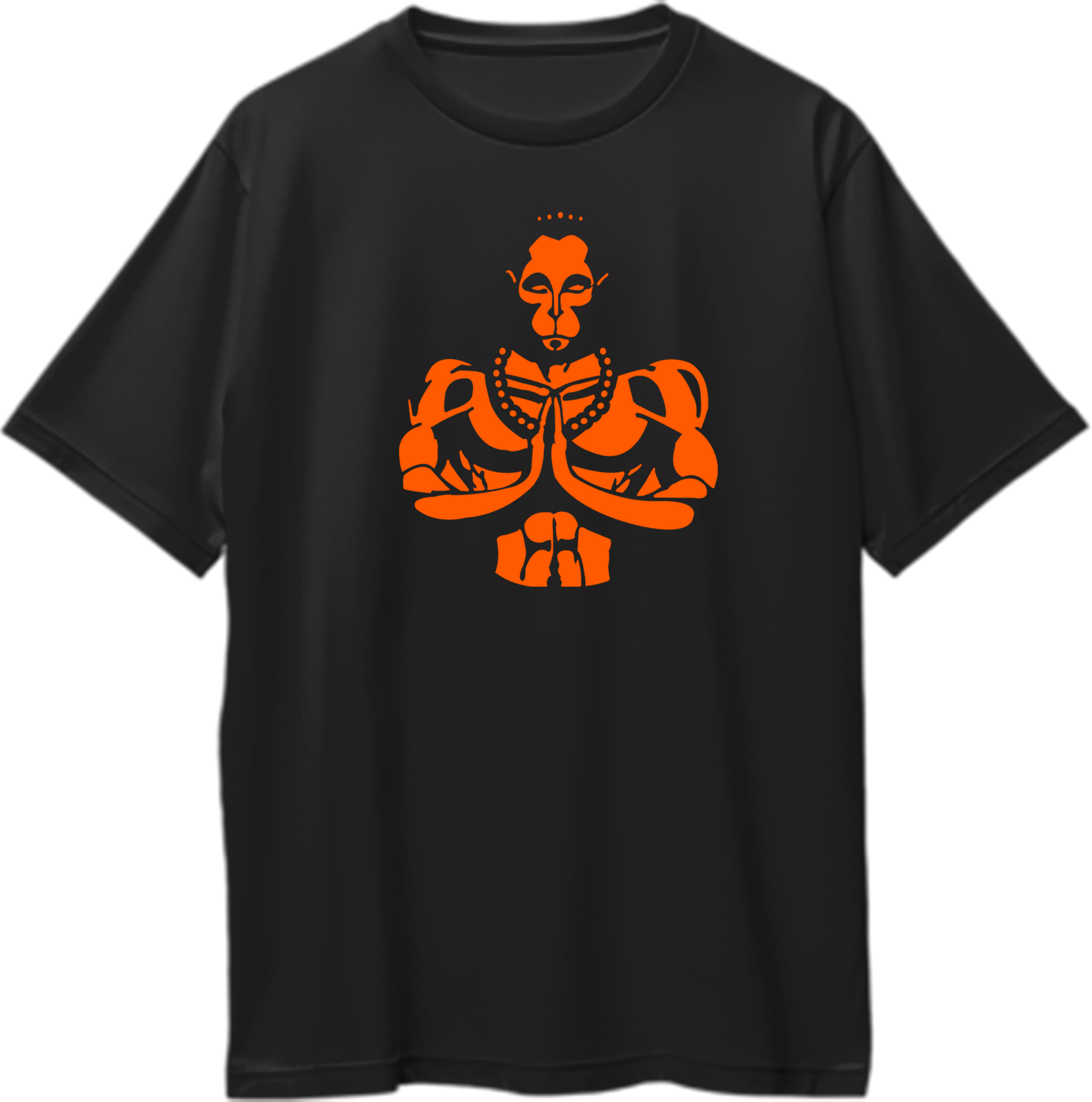 "Oversized unisex t-shirt with Bajrangbali design, spiritual and devotional Lord Hanuman apparel."