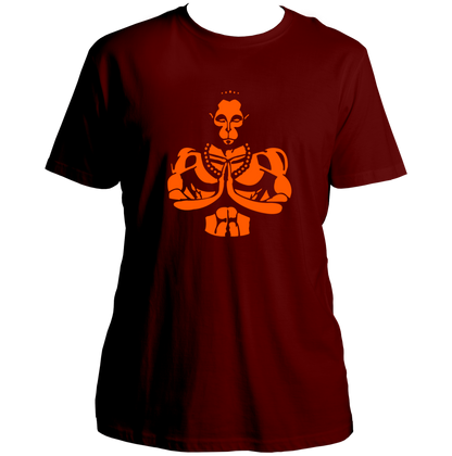 Bajrangbali Hanuman Ji maroon unisex T-shirt with devotional graphic by Garrari