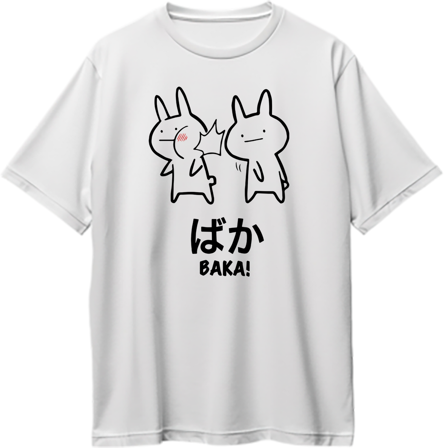 White Baka Anime Oversized T-Shirt with cute Japanese Baka character artwork by Garrari