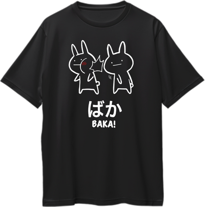 Black Baka Anime Oversized T-Shirt with kawaii anime slap print by Garrari