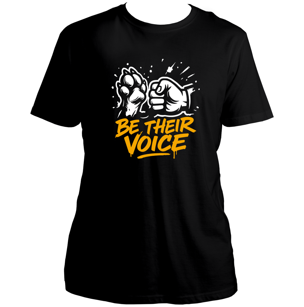 Black Be Their Voice Unisex T-Shirt by Garrari with paw and fist graphic