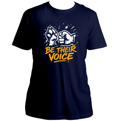 Navy Blue Be Their Voice Unisex T-Shirt by Garrari with paw and fist graphic
