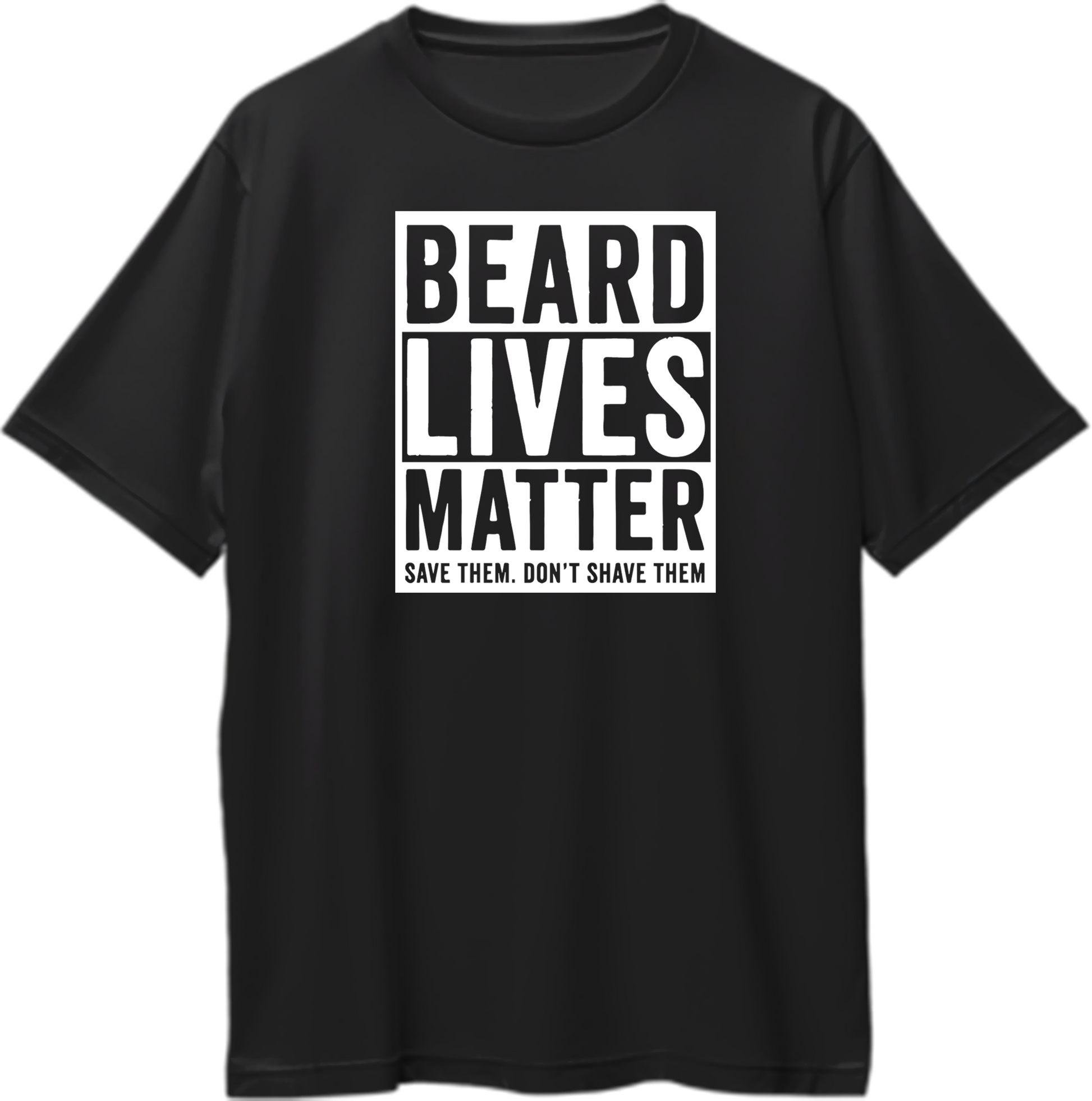Black Beard Lives Matter Oversized T-Shirt with bold white beard typography by Garrari