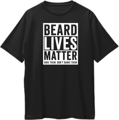 Black Beard Lives Matter Oversized T-Shirt with bold white beard typography by Garrari