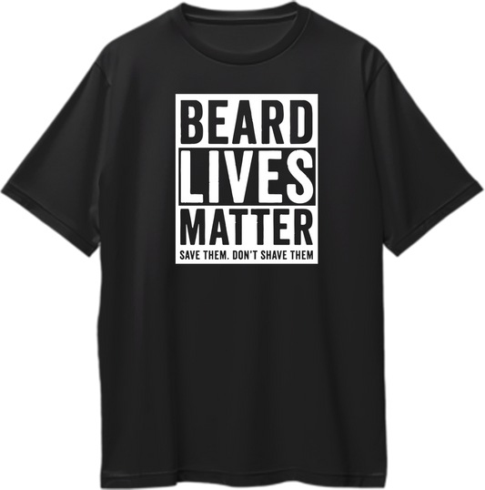 Black Beard Lives Matter Oversized T-Shirt with bold white beard typography by Garrari