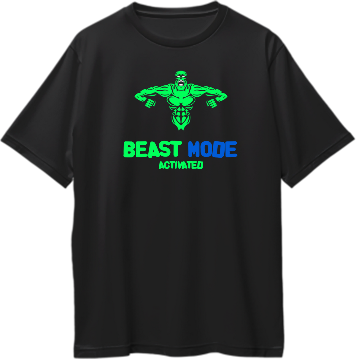 Black Beast Mode Activated Oversized T-Shirt by Garrari with muscular gym fitness graphic