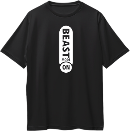 Black Beast Mode On Oversized T-Shirt by Garrari with Beast Mode fitness statement print