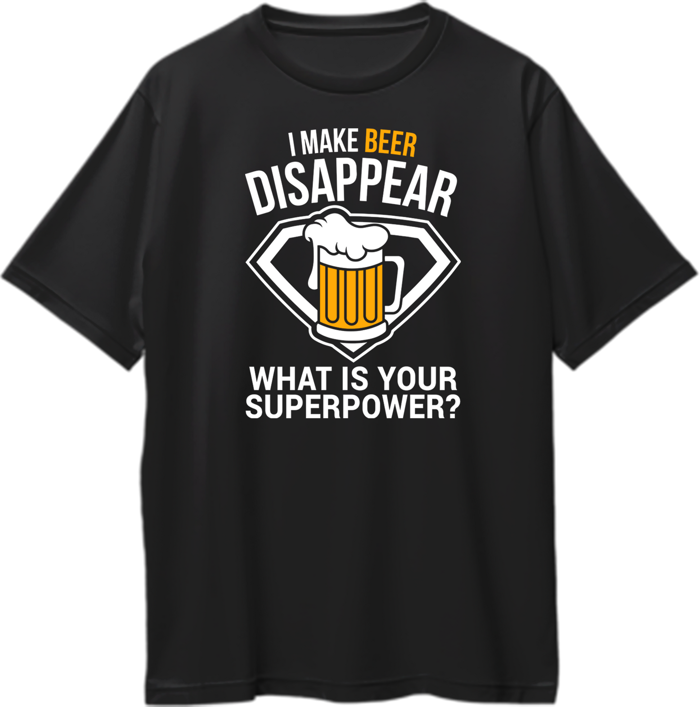 Black Beer Power Oversized T-Shirt with beer mug superpower artwork by Garrari