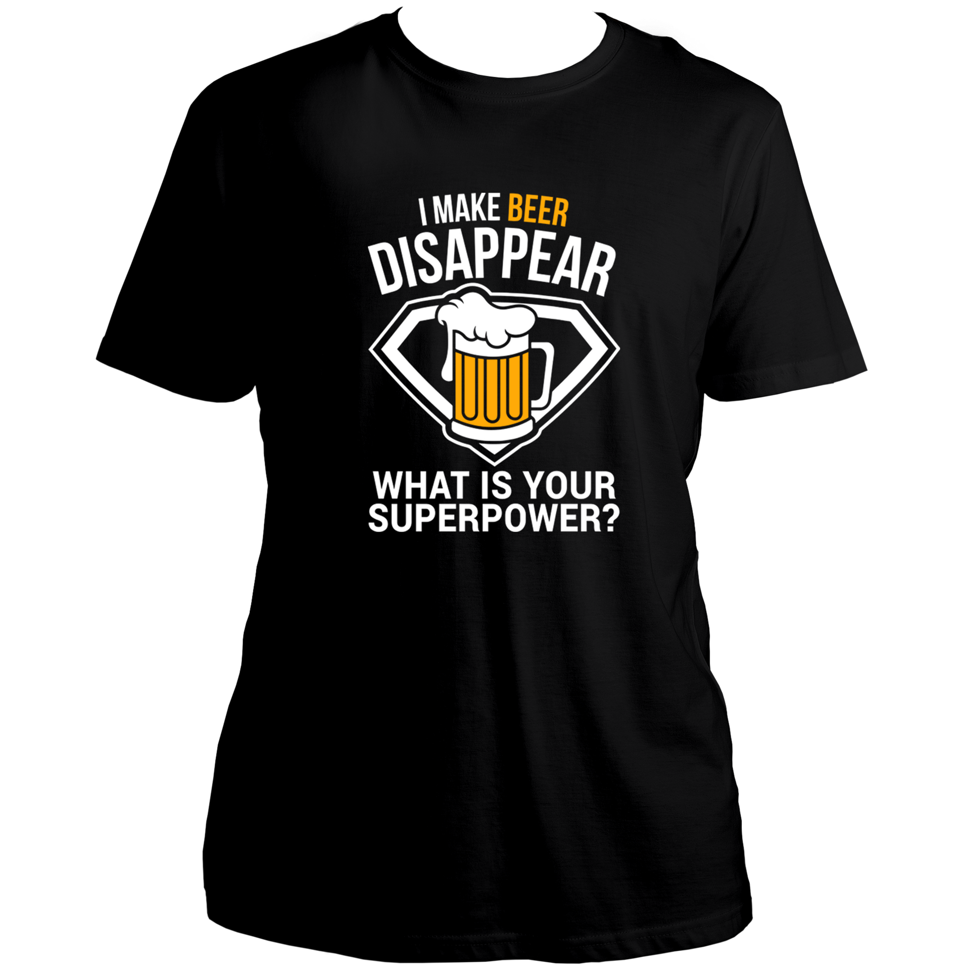Black Beer Power Unisex T-Shirt with beer lover superpower print by Garrari