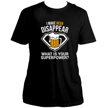 Black Beer Power Unisex T-Shirt with beer lover superpower print by Garrari