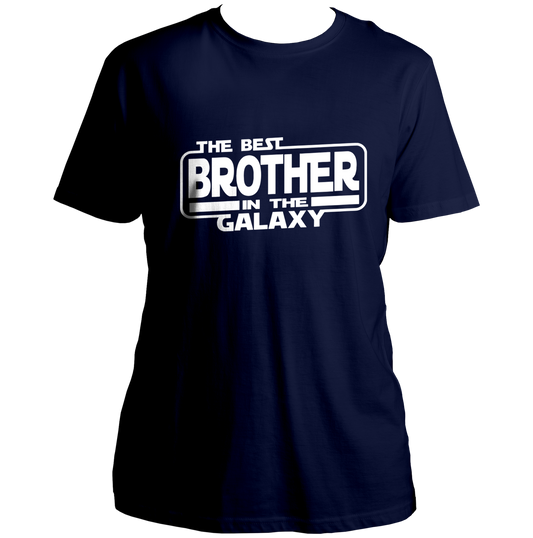 Navy Blue The Best Brother In The Galaxy Unisex T-Shirt with white brother statement print