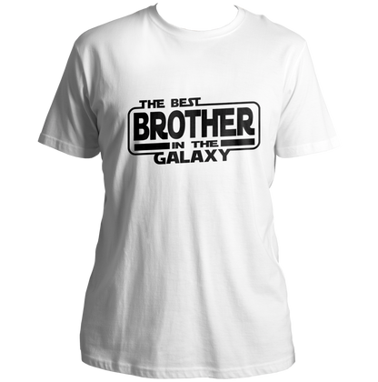 White The Best Brother In The Galaxy Unisex T-Shirt with bold brother quote graphic
