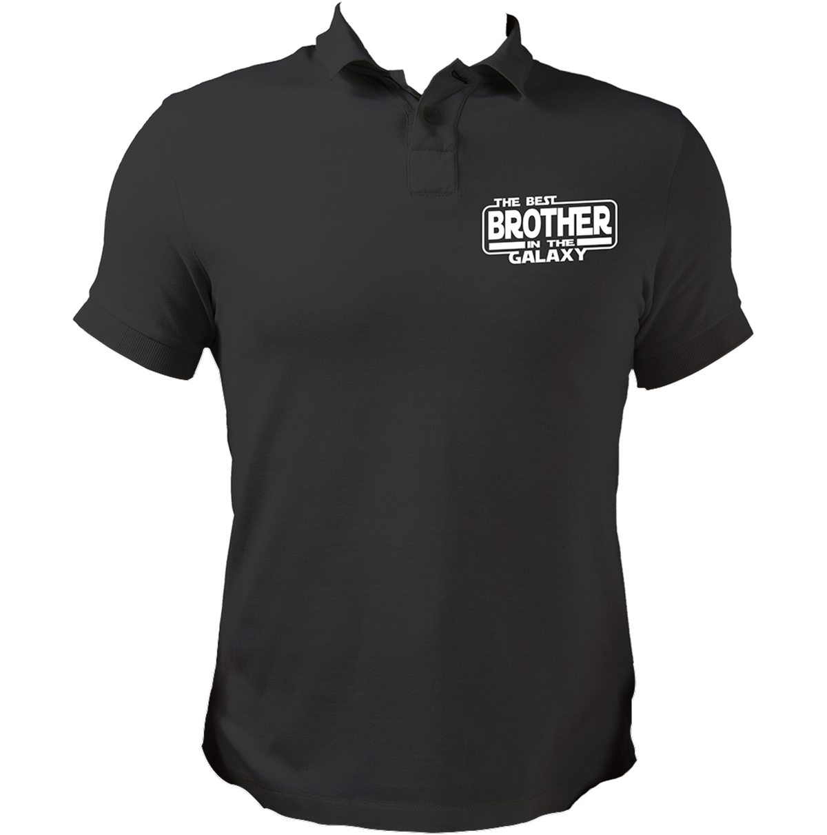 Black The Best Brother In The Galaxy Polo T-Shirt with brother statement chest graphic