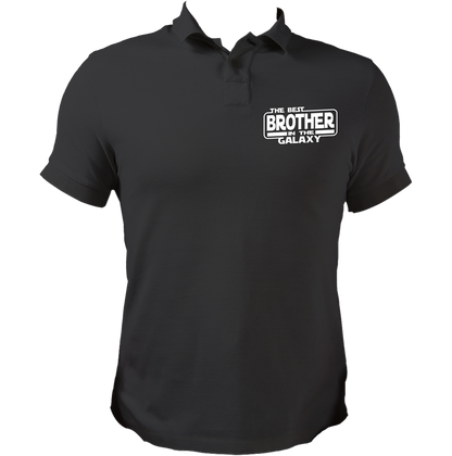 Black The Best Brother In The Galaxy Polo T-Shirt with brother statement chest graphic