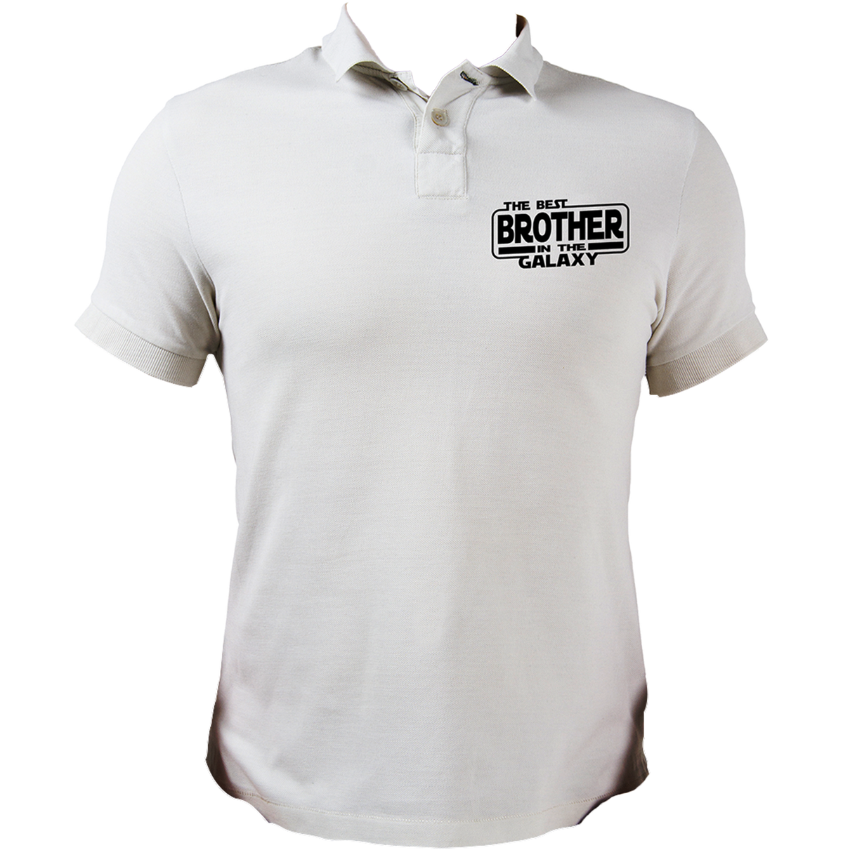 White The Best Brother In The Galaxy Polo T-Shirt with Best Brother in the Galaxy chest print