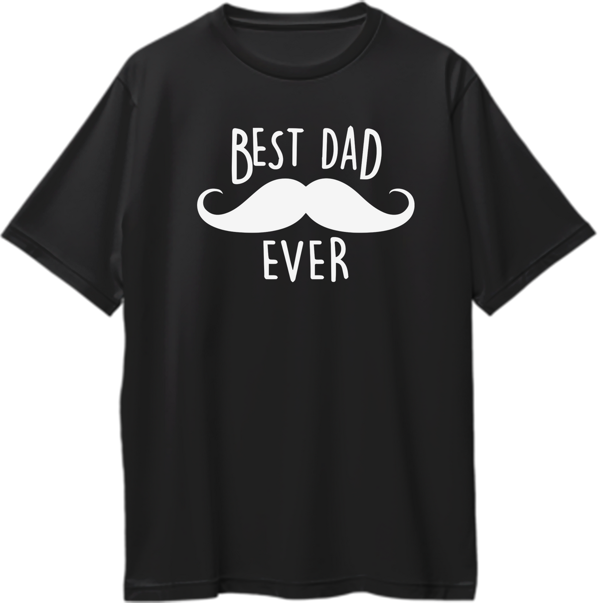 Black Best Dad Ever Oversized T-Shirt by Garrari with white moustache and Best Dad Ever typography print